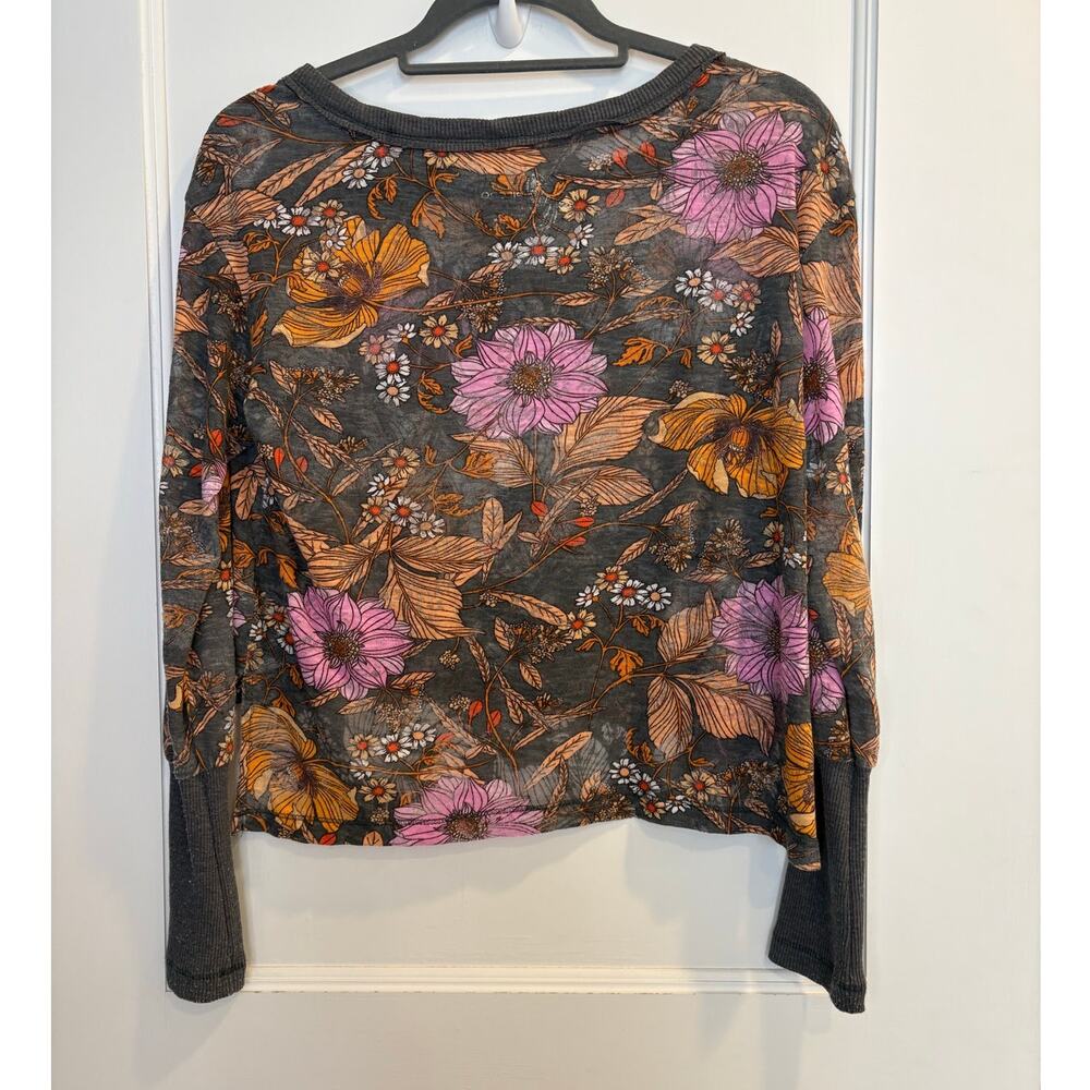 Anthropologie Pilcro Floral Boxy Heritage Pullover Burnout Top XS - Picture 5 of 7